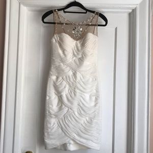 Adrianna Papell Ivory Shirred Mini Dress - Size 4